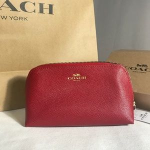 NWT Coach Red Leather Makeup Bag